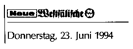 Neue Westf�lische, 23. Juni 1994